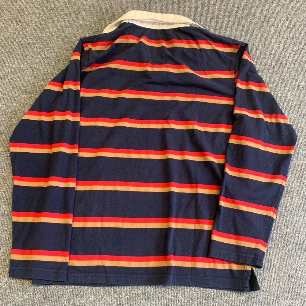Classic Long Sleeve Rugby Stripe Polo - Navy, Red, Yellow - Picture 3 of 6